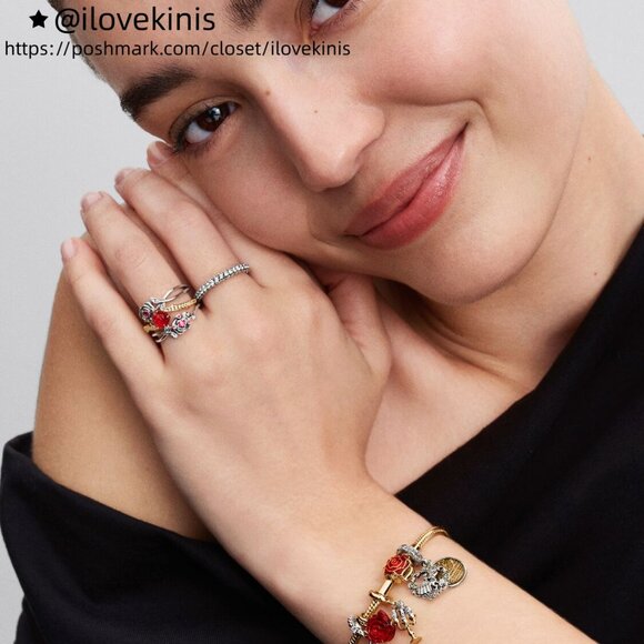 Pandora Disney Beauty and the Beast Enchanted Rose Dangle Charm - Picture 6 of 6